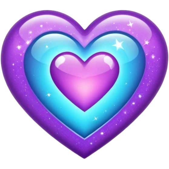 glitter purple and cian heart emoji