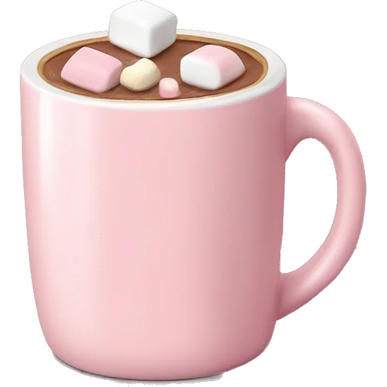 Light Pink mug of hot chocolate with marshmallows  emoji
