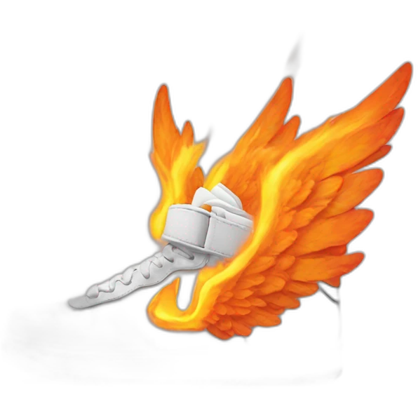 a sneaker with wings on fire  emoji