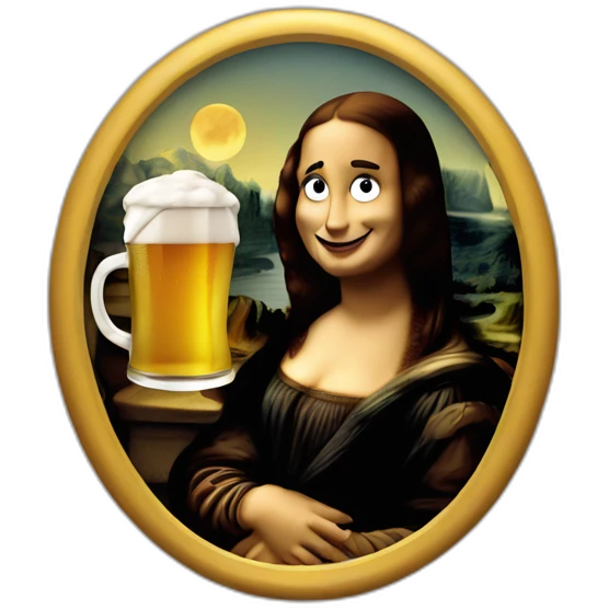 Mona Lisa with beer emoji