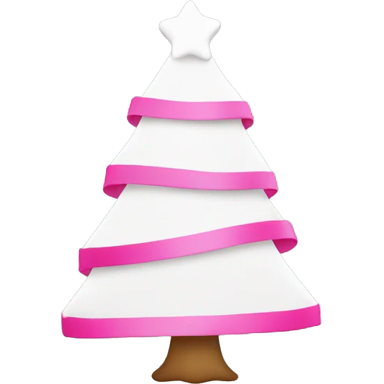 White Christmas tree with pink ribbon  emoji