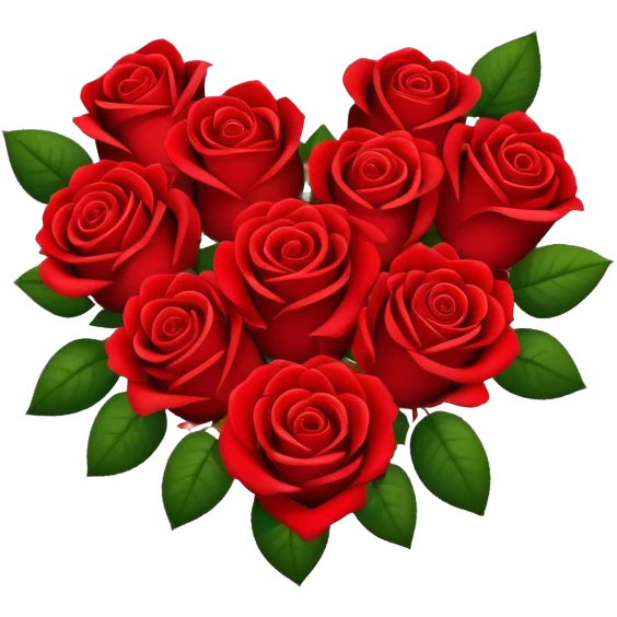 bouquet of red roses arranged in a heart shape emoji