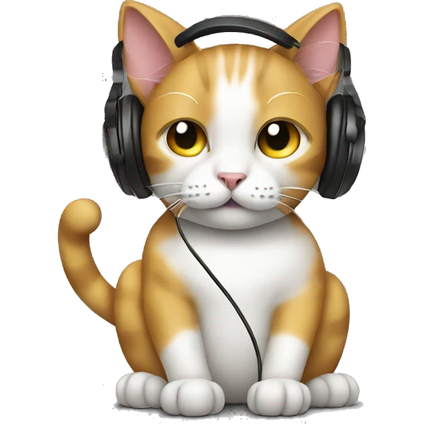 cat listening to music on headphones  emoji
