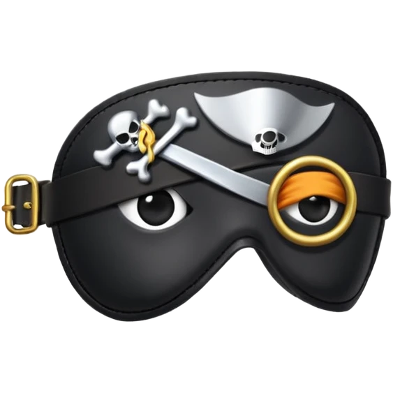 pirate eyepatch object icon, black eyepatch with strap, 3D cartoon, mobile game icon style, centered, clean background, no text, no watermark
 emoji