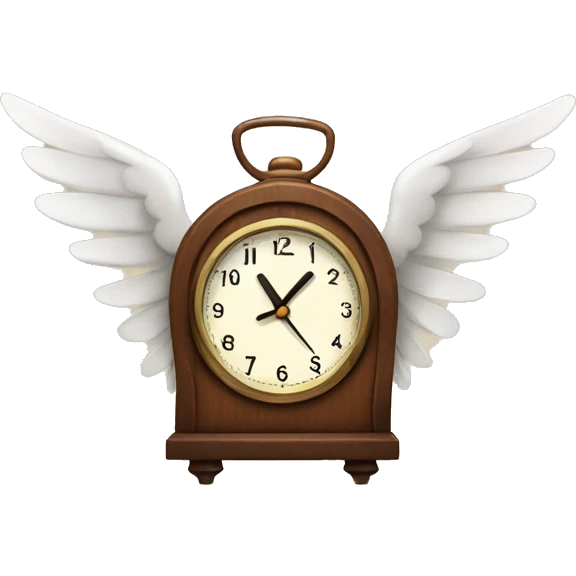 Clock with wings and brown ear emoji