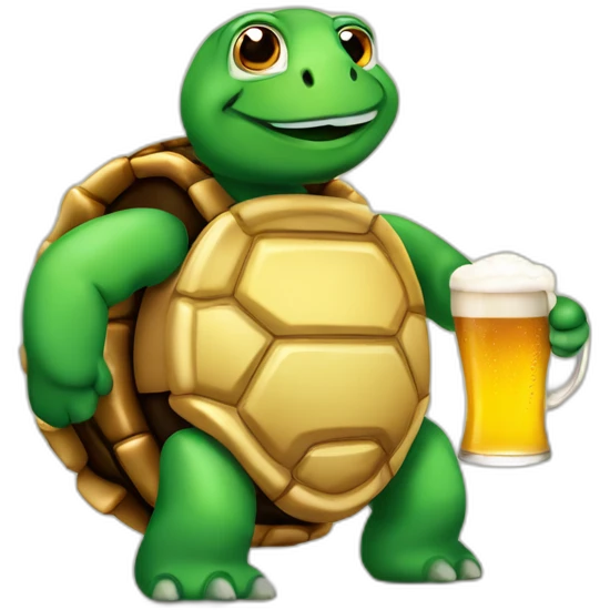 android turtle with pretzl and beer emoji