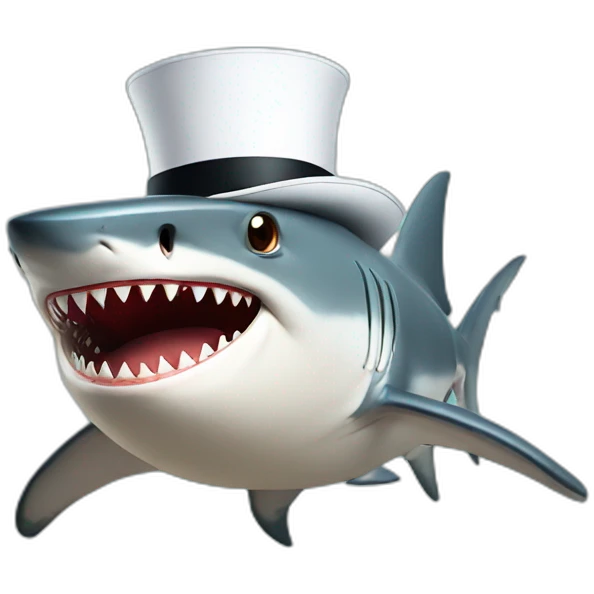 Shark with a top hat emoji