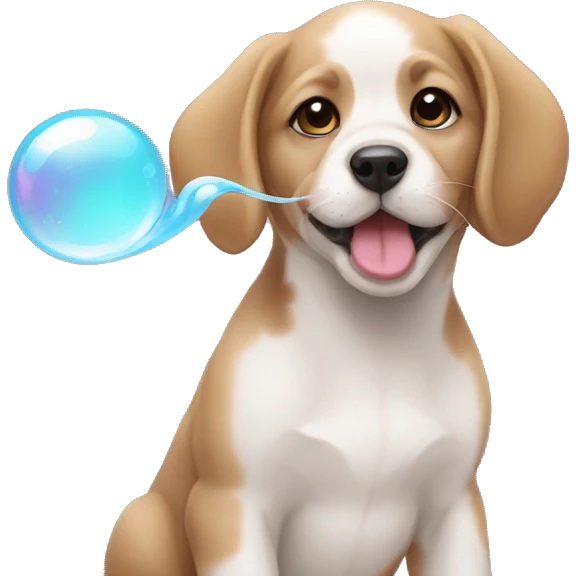 puppy blowing a bubble emoji