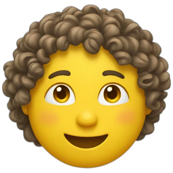 Yellow roumd face with curly hair smiling emoji
