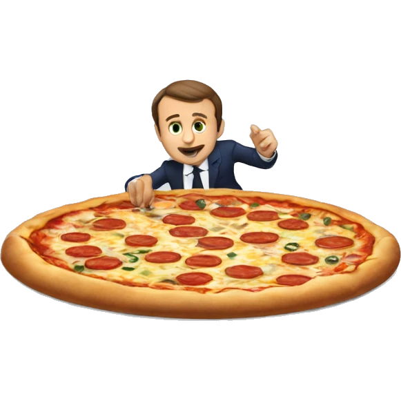 Macron entrain de manger une pizza  emoji