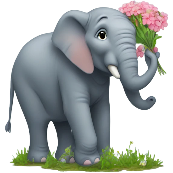 An elephant picking flowers emoji