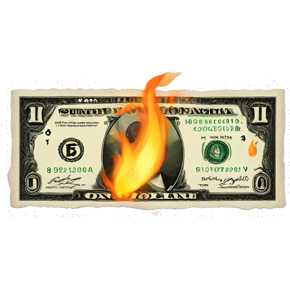 a dollar bill on fire emoji
