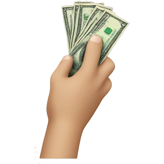 a hand giving money in the form of generosity emoji