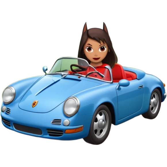 Bat Girl driving her 56 Porsche spider too fast in the country  emoji