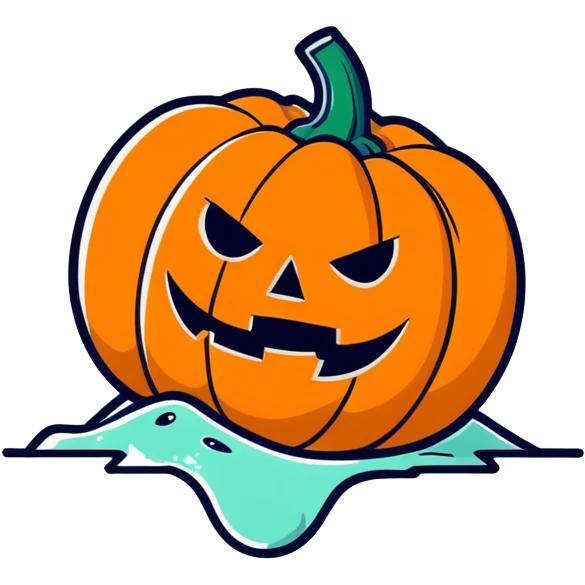 hyper realistic pumpkin with small black hole in the side, the hole is oozing a thick white liquid emoji