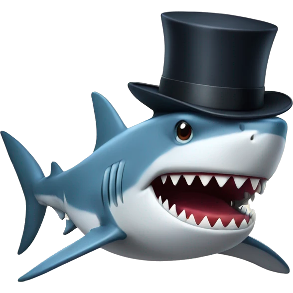 Shark with a top hat emoji