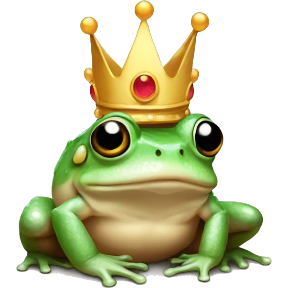 Round desert rain Frog wearing a crown emoji