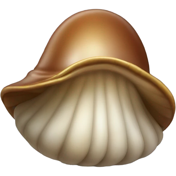 A brown clam wearing a top hat emoji