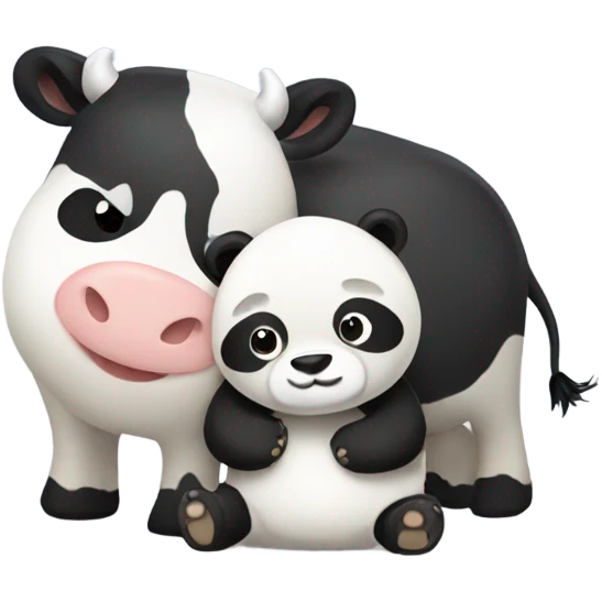 panda hugging a cow emoji