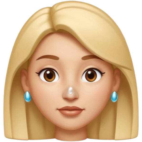 A 3D cartoon woman with a shiny metallic nose pin clearly visible on her left nostril, soft skin tone, Memoji-style lighting. emoji