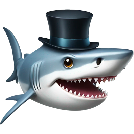 Shark with a top hat emoji