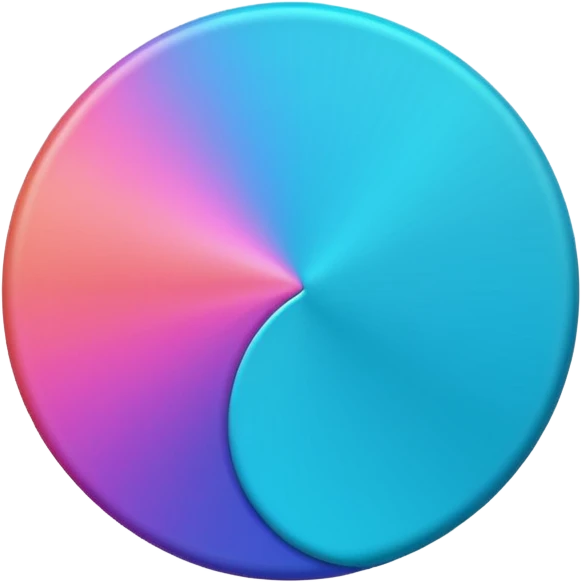 
One  Rotate 55 degree  coin color in in gradient of turquoise, blue, pink, purple, and coral emoji