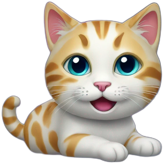 little cat in cosmic space with surprising face emoji