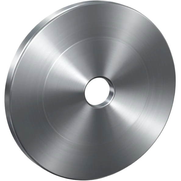 metallic disc emoji, brushed chrome surface, clean geometry, futuristic minimal 3D style, isolated on white emoji