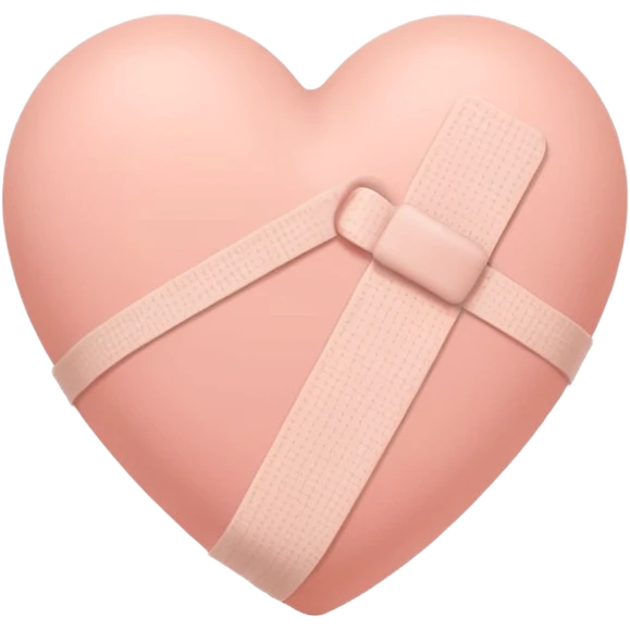 A minimalist pastel illustration of a heart with a small bandage, inspired by the ❤️‍🩹 emoji. Soft pastel colors — dusty pink, blush, baby peach, and cream tones. Gentle lighting, smooth gradients, and a calm, soothing aesthetic. Flat vector style on a light neutral background. emoji