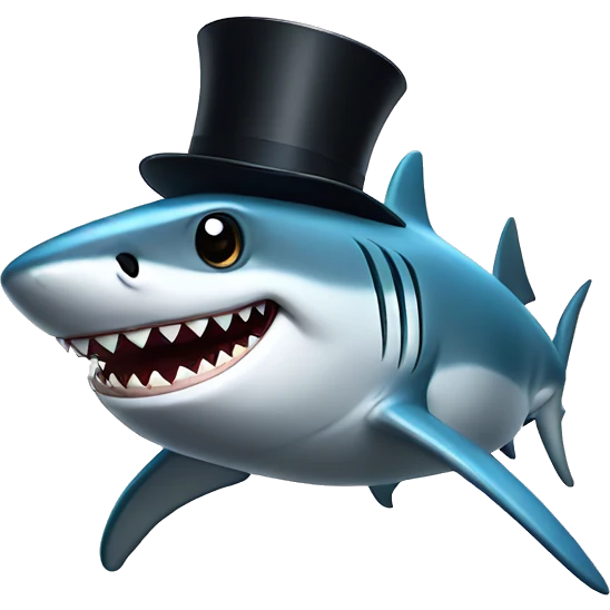 Shark with a top hat emoji