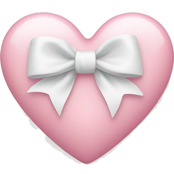 Pastel pink heart with white bow emoji