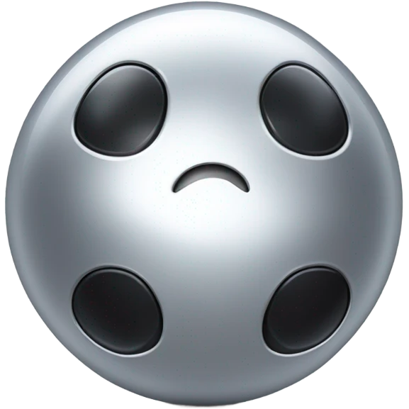 shiny metal ball that has the smooth, reflective surface of steel, with Kirby-style eyes—those simple, oval, black eyes with a white highlight, giving it a cute and expressive look. Now, this metal ball has four car wheels attached to it emoji