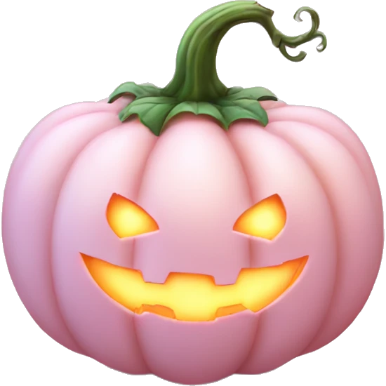Pastel Pink Pumpkin "A pastel pink pumpkin with a glowing surface, sparkly vines, and tiny heart-shaped patterns carved into it." emoji