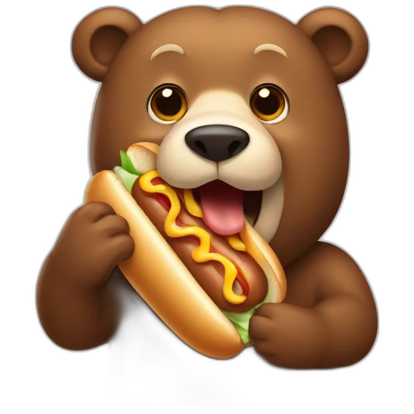 bear eating hot dog emoji
