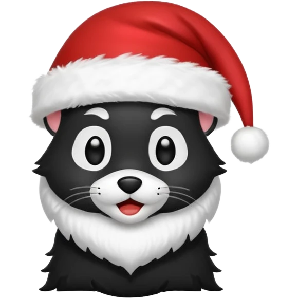 miniature black pinmcher in santa aht emoji