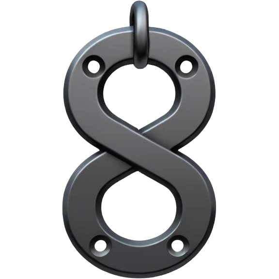 Emoji, gothic chain link shaped as number 8, forged from matte black steel, industrial form, subtle metal texture, no glow, no neon, flat emoji design, centered, transparent background emoji