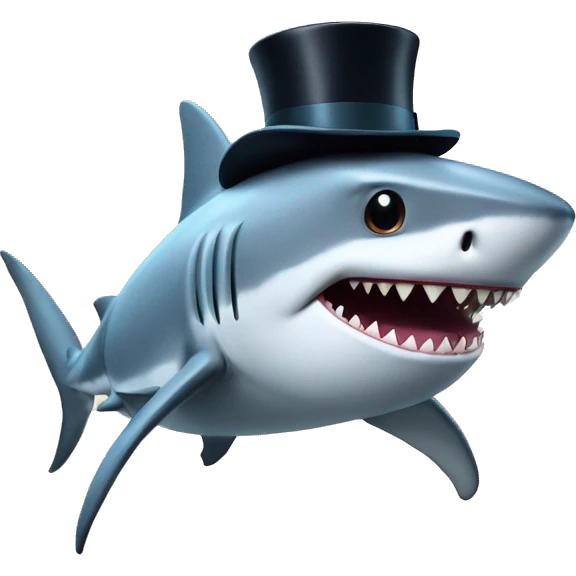 Shark with a top hat emoji