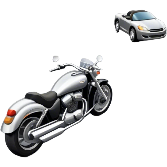 An icon showing a motorcycle and a car speeding through a winding road, with the car’s sleek silhouette blending into the curve of the road while the motorcycle zips past. The scene should capture the thrill of the ride, the freedom of the open road. transparent background. emoji