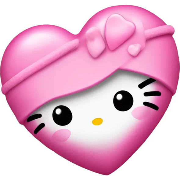 Pink heart with hello kitty with lether n emoji