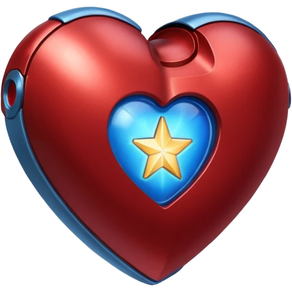 A red Iron Man heart with a glowing blue star in the center emoji