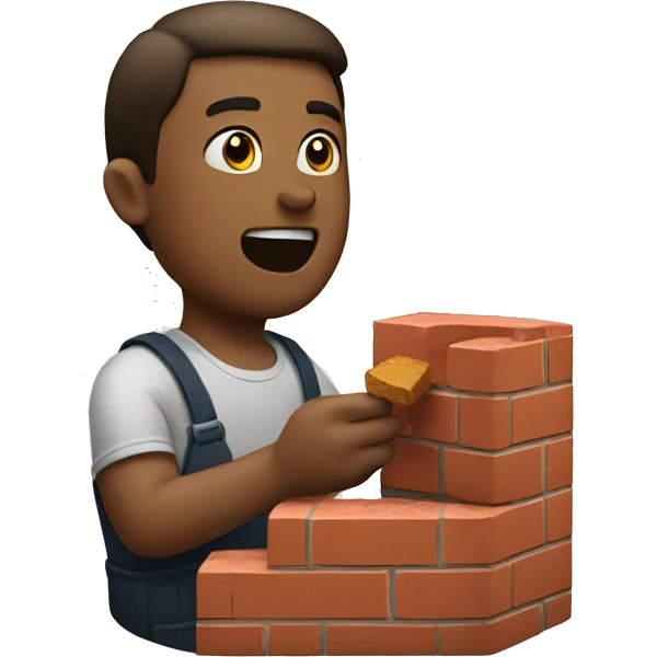 A man eating a brick emoji