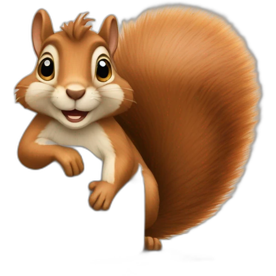 Squirrel behind computer emoji