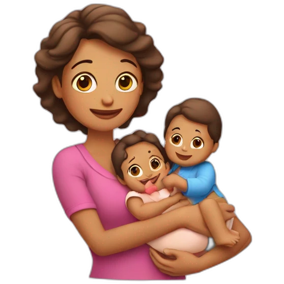 Mamá enamorada de sus bebés emoji