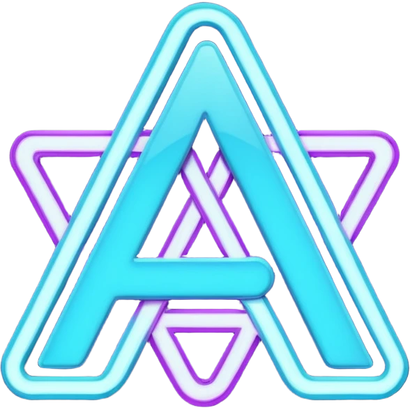 futuristic minimalistic emoji icon, letters "N" formed by three glowing digital lines representing Storm, Atom and NoizeGames, neon purple (#8B5CF6) and cyan (#00E0FF) on dark background, modern tech style, 1:1 aspect ratio emoji