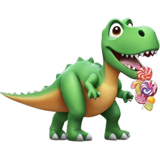 Dinosaur with candy emoji