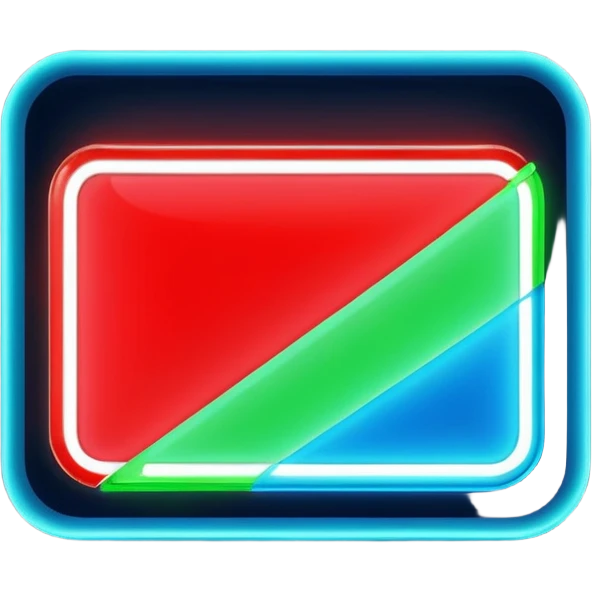 glowing led light, different glowing colors, one big rectangle sign emoji