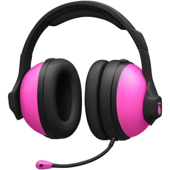 all black  headset with pink biws emoji