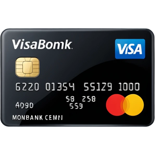 create a black bank card, which called Monobank, visa minalism 3d style emoji