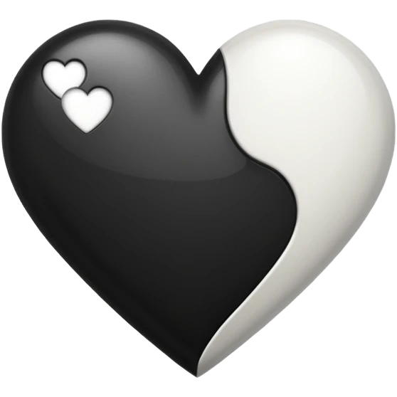 A half black heart and half white heart emoji emoji