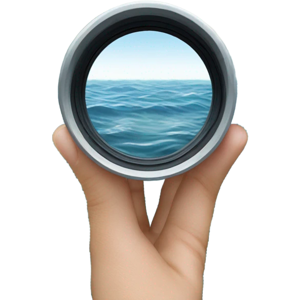 the ocean shown through binocular lens emoji